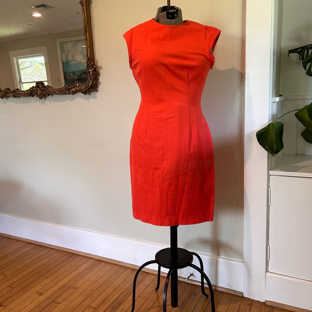 Banana Republic Red Sleeveless Sheath Midi Dress